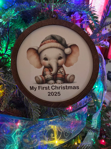 🐘 Custom Baby Elephant — Personalized Christmas Ornament