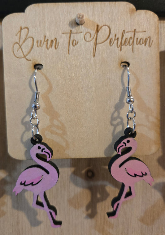 🦩 Flamingo Earrings — Bold, Fun, Hand-Painted Tropical Style