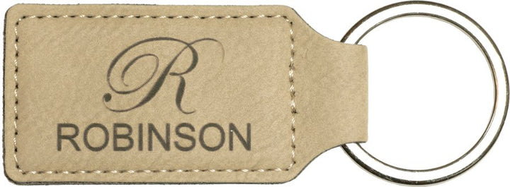 Light Brown Leatherette Keychain – Custom Engraving