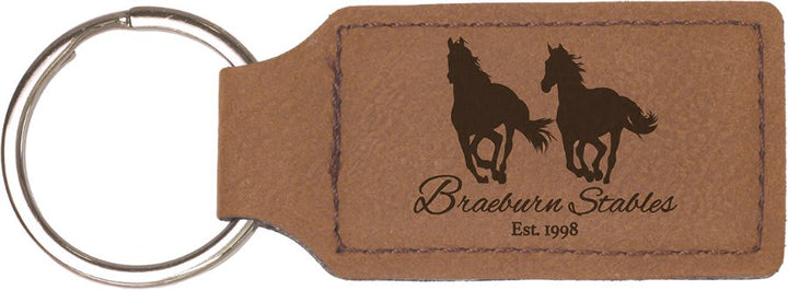 Dark Brown Leatherette Keychain – Custom Engraving