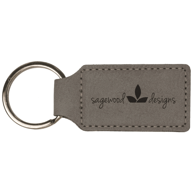 Gray Leatherette Keychain – Custom Engraving