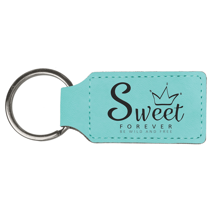 Teal Leatherette Keychain – Custom Engraving