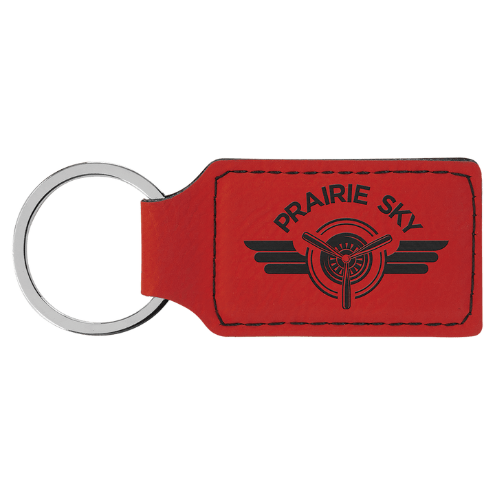 Red Leatherette Keychain – Custom Engraving