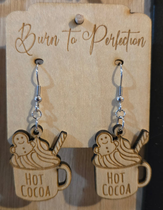☕ Hot Cocoa Earrings — Cozy Laser-Cut Acrylic Drink Charms