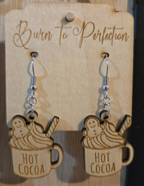 ☕ Hot Cocoa Earrings — Cozy Laser-Cut Acrylic Drink Charms