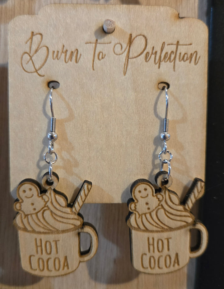 ☕ Hot Cocoa Earrings — Cozy Laser-Cut Acrylic Drink Charms