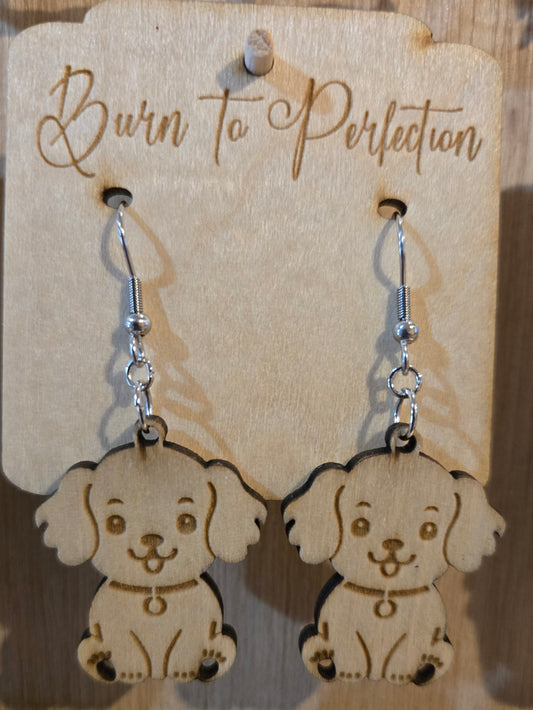 🐶 Puppy Earrings — Adorable Laser-Cut Wooden Jewelry