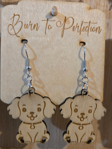 🐶 Puppy Earrings — Adorable Laser-Cut Wooden Jewelry