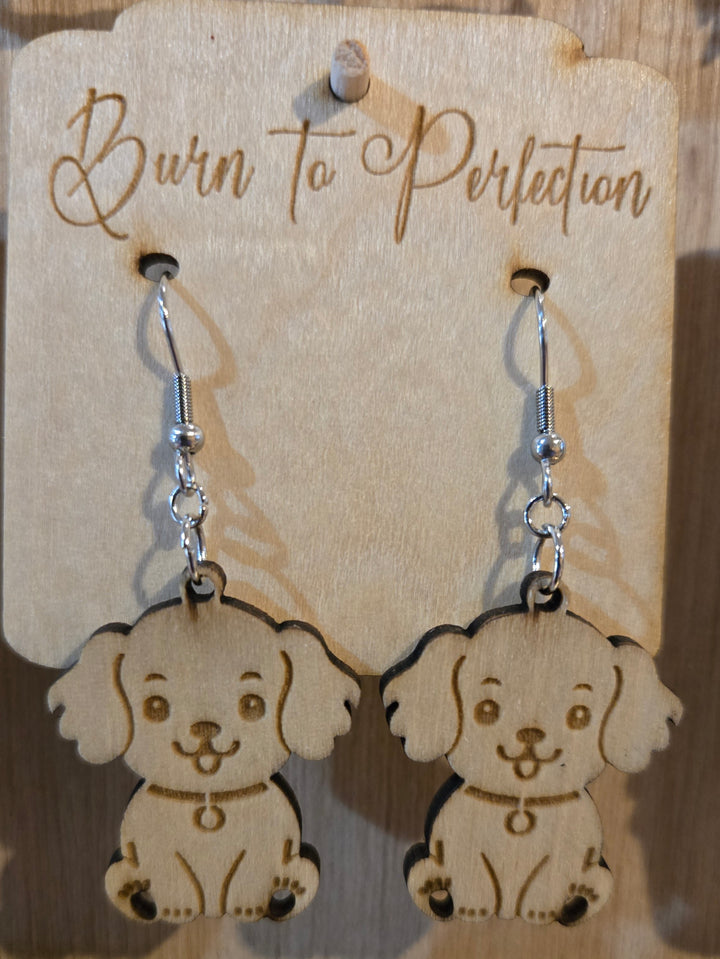 🐶 Puppy Earrings — Adorable Laser-Cut Wooden Jewelry