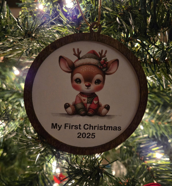 🦌 Custom Baby Reindeer — Personalized Christmas Ornament