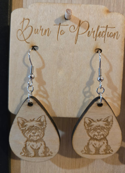 🐾 Yorkie Earrings — Laser-Cut Wooden Dog Lover Jewelry