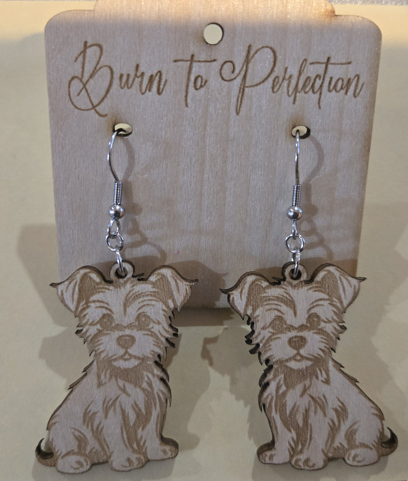 🐾 Yorkie Cutout Earrings — Laser-Cutout and Engraved Wooden Pet Lover Jewelry